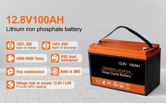 батарея цикла аккумулятора UN38.3 100AH 12V LiFePO4 солнечной энергии 12kg глубокая