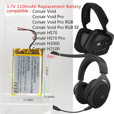 3.7V 1100mah Corsair Void Pro / Замена батареи Corsair Void 523450P
